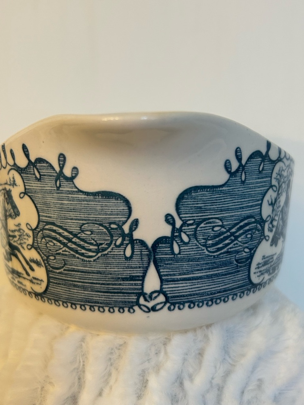 Royal Currier and Ives Blue Gravy Boat - Picture 2 of 8